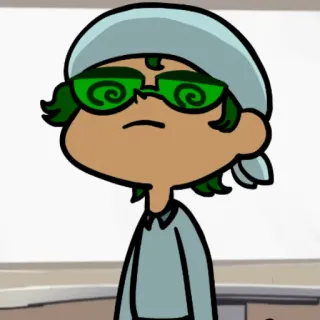 😤 Desenho animado, Personagem, Cabelo verde, Óculos de sol whatsapp sticker