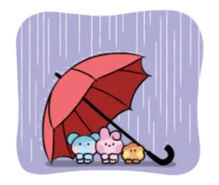 ☔️ кавай, милый, дождь, зонт, мультфильм, пастель, персонажи telegram sticker