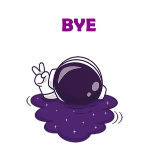 🖐 BYE astronauta, simbolo di pace, ciao, addio, spazio, stelle, salutare telegram sticker