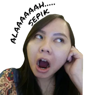 😐 ALAAAAAAH..... SEPIK mujer, expresión, sticker, indonesio, gracioso telegram sticker