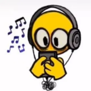 🎧 Emoji, Headphone, Musik, Smartphone, Mendengarkan, Kuning, Wajah telegram sticker