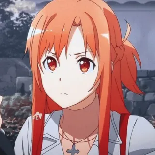 😠 Asuna Sword Art Online Anime, Dziewczyna, Asuna, Sword Art Online, Postać, Portret, pomarańczowe włosy telegram sticker