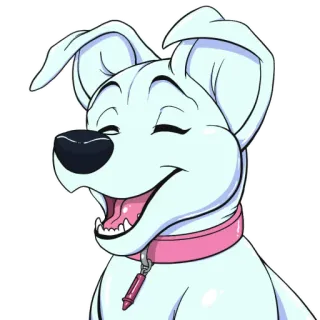 🤣 perro, dibujo animado, animal, mascota, lindo, perro blanco, collar telegram sticker