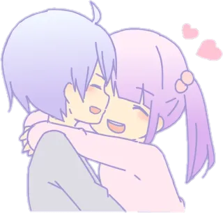 👫 cinta, kartun, anime, imut, pasangan, pelukan, hati, romantis whatsapp sticker