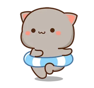 😗 lucu, binatang, berenang, musim panas, kucing, kartun telegram sticker