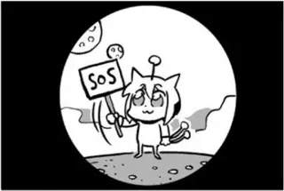 🆘 SOS alien, cat, sos, space, distress signal, cartoon, cute telegram sticker