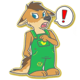 😡 kangaroo, animal, cute, cartoon, green, overalls telegram sticker
