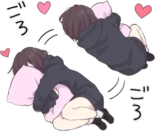 ❤️ ごろ Anime, Ragazza, Cuscino, Dormire, Carino, Cuore, Riposo telegram sticker