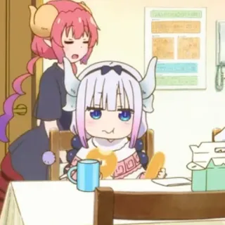 🦋 Kanna Miss Kobayashi's Dragon Maid Аниме, Дракон, Канна, Пончик, Милый telegram sticker