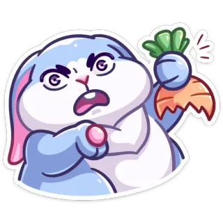 😡 кролик, зайчик, морковь, злой, милый, мультик, животное, стикер telegram sticker