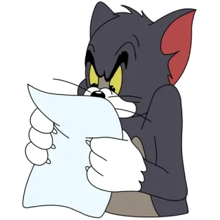 😠 Tom Cat Tom and Jerry Cartone animato, Gatto, Leggere, Arrabbiato, Infastidito telegram sticker