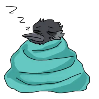 😴 uccello, coperta, carino, triste, cartone animato telegram sticker