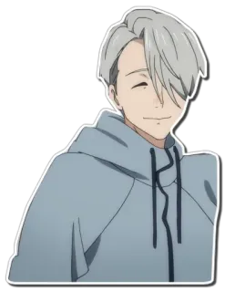 ☺️ Viktor Nikiforov Yuri!!! on Ice Anime, Personaje, Viktor Nikiforov, Yuri on Ice, Sticker, Dibujo animado telegram sticker