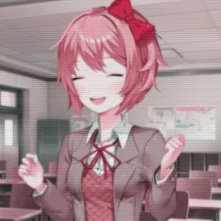 😄 Sayori Doki Doki Literature Club! Anime, Jeu vidéo, Kawaii, Mignon, École, Fille, Joyeux whatsapp sticker