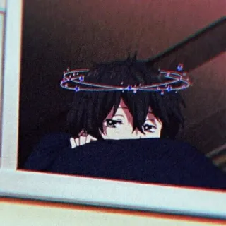 🖤 Anime, Garçon, Mignon, Étincelles, Halo telegram sticker