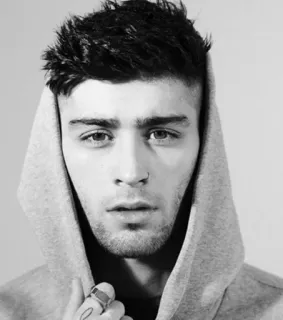 👑 Zayn Malik Zayn Malik, Sänger, Porträt, Hoodie, Schwarzweiß, Promi telegram sticker