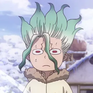 🌏 Senku Ishigami Dr. Stone anime, manga, Dr. Stone, Senku Ishigami, shocked, sweating telegram sticker