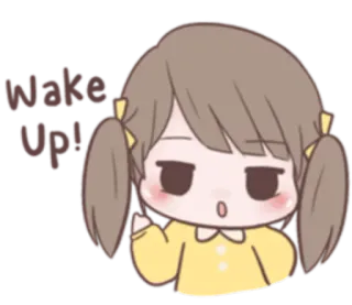 😯 Wake Up! desenho animado, menina, sonolenta, acordar, fofa whatsapp sticker