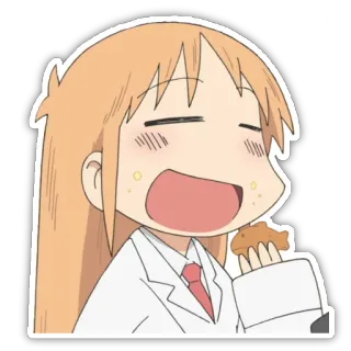 😊 Anime, Dziewczyna, Jedzenie, Słodki, Szczęśliwy, Kreskówka telegram sticker