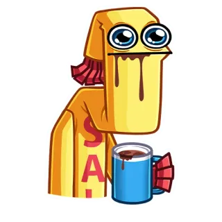 🤤 SA... dessin animé, personnage, art numérique, chocolat, café, tasse telegram sticker