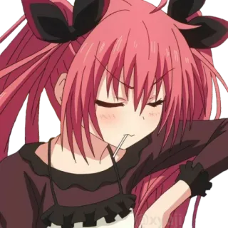 😤 Anime, Mädchen, Lutscher, Pinke Haare, Cartoon telegram sticker