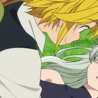 🥠 Meliodas Seven Deadly Sins アニメ, キス, ロマンス, カップル whatsapp sticker