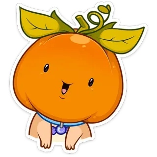 😯 호박, 귀여운, 만화, 주황색, 카와이, 캐릭터 telegram sticker