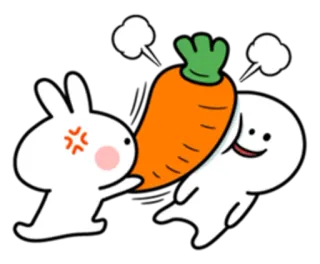 😤 konijn, wortel, cartoon, schattig, boos, blij telegram sticker