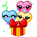 🎁 hearts, present, celebration, cartoon, cute, kawaii whatsapp sticker