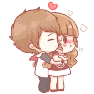 😣 couple, love, hug, cartoon, heart, romance telegram sticker