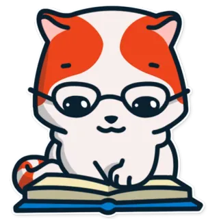 👓 кот, чтение, очки, книга, милый telegram sticker