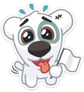😣 perro, dibujo animado, bandera, animal, blanco whatsapp sticker