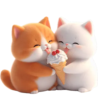 🍦 kucing, es krim, imut, hewan, kartun, kawaii, persahabatan telegram sticker