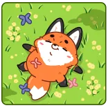 🦋 volpe, animale, carino, farfalla, natura, cartone animato, sdraiato telegram sticker