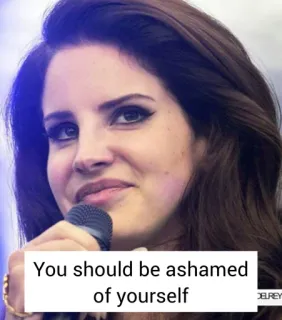 😢 You should be ashamed of yourself Lana Del Rey, envergonhado, Meme, Vergonha, desapontamento, crítica, julgador telegram sticker