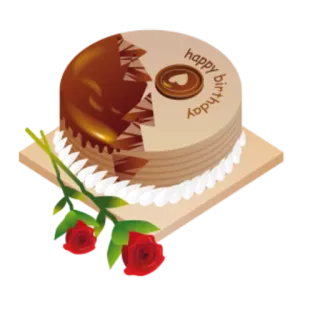 🍰 happy birthday 誕生日, ケーキ, お祝い, バラ, デザート, チョコレート telegram sticker