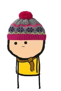 😕 卡通, 角色, 冬天, 帽子, 围巾 whatsapp sticker