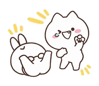 🤣 고양이, 토끼, 만화, 귀여운, 웃음, 이모지 telegram sticker