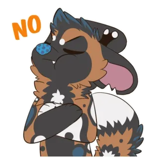 ❌ NO lycaon, animal, sticker, dessin animé, non, négatif, désaccord whatsapp sticker
