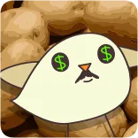 🤑 cartoon, character, dollar eyes, money, potatoes telegram sticker