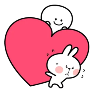 😍 cuore, amore, carino, coniglio, cartone animato, personaggio, adesivo whatsapp sticker