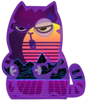 😠 고양이, 신스웨이브, 레트로, 80년대, 스티커 telegram sticker
