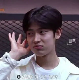 🙄 김선우 아 우리 뭐야? korean, person, serious, question, expression telegram sticker