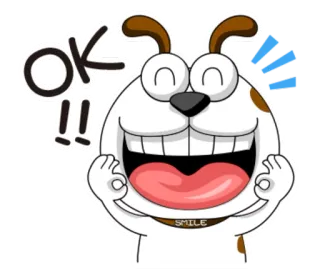 👌 OK!! chien, ok, mignon, animal, autocollant, dessin animé telegram sticker