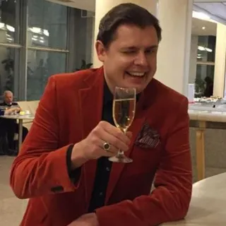 😳 man, red jacket, champagne, cheering, celebration, toast, happy telegram sticker