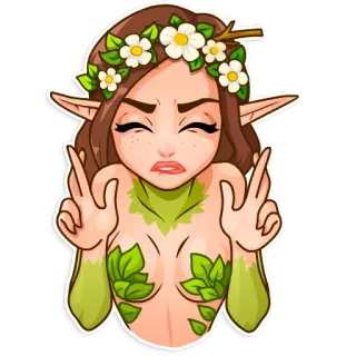 🤞 elfo, natura, fiore, donna, adesivo, fata telegram sticker