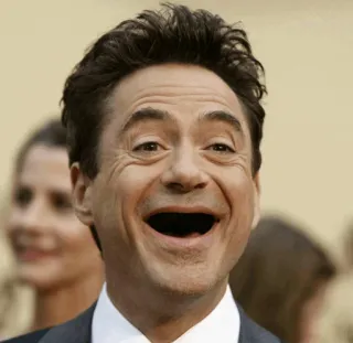 😂 robert downey jr, ator, cara engraçada, dente faltando, meme telegram sticker