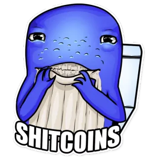 🚽 SHITCOINS ballena, shitcoins, cripto, criptomoneda, meme, divertido, activo digital whatsapp sticker