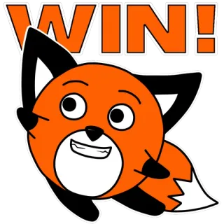 👍 WIN! キツネ, アニメ, 勝利, 動物, オレンジ, 幸せ telegram sticker
