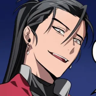 💥 Anime, Homem, Personagem, Sorriso irônico, Brincos, Rabo de cavalo telegram sticker